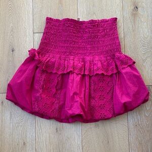 LoveShackFancy Fuchsia Mini Skirt